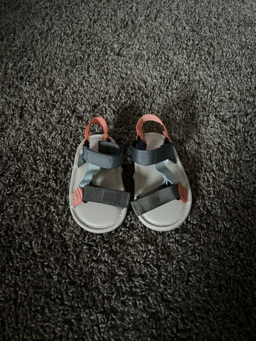 Baby Coral and Gray Adjustable Strap Sandals